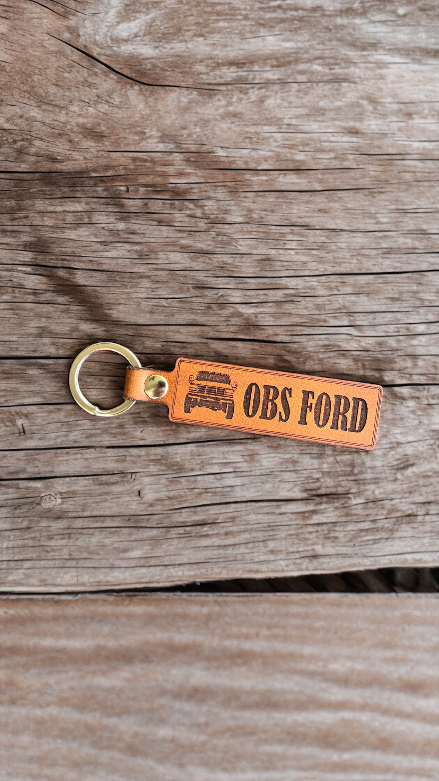 OBS Ford Genuine Leather Keychain for Trucks