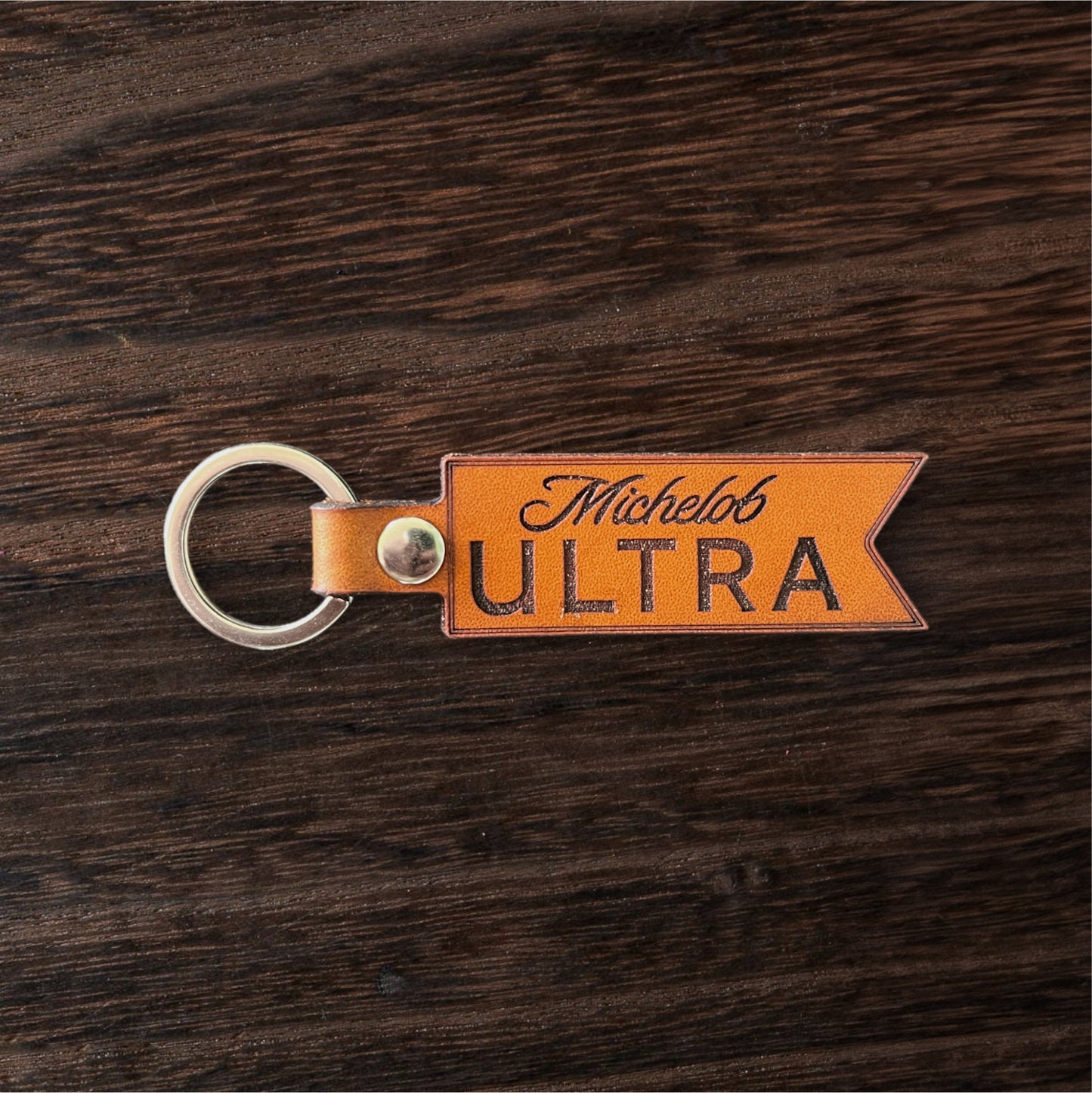 Michelob Ultra Genuine Leather Keychain for Beer Drinkers