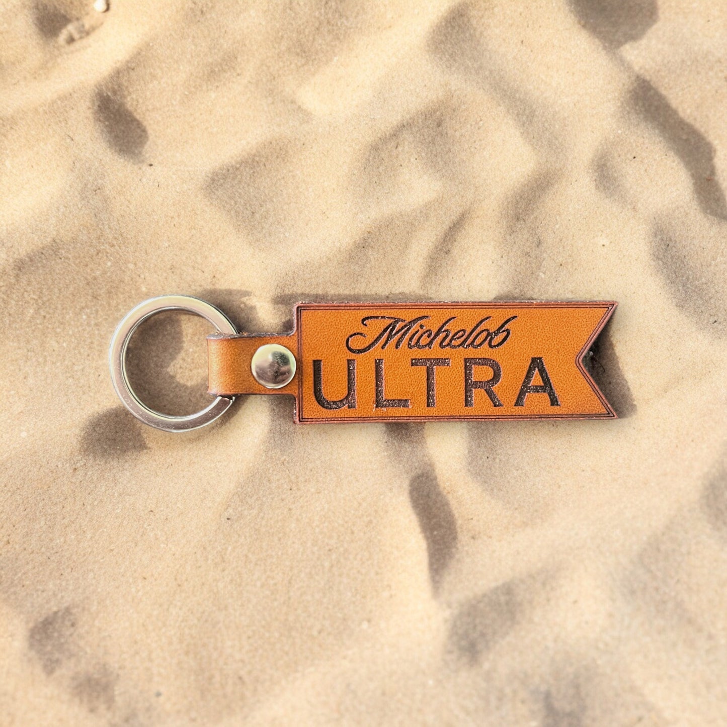 Michelob Ultra Genuine Leather Keychain for Beer Drinkers