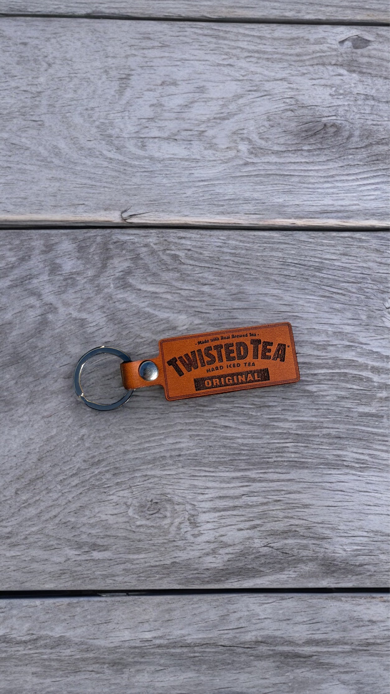 Twisted Tea Genuine Leather Keychain for Beer Drinkers