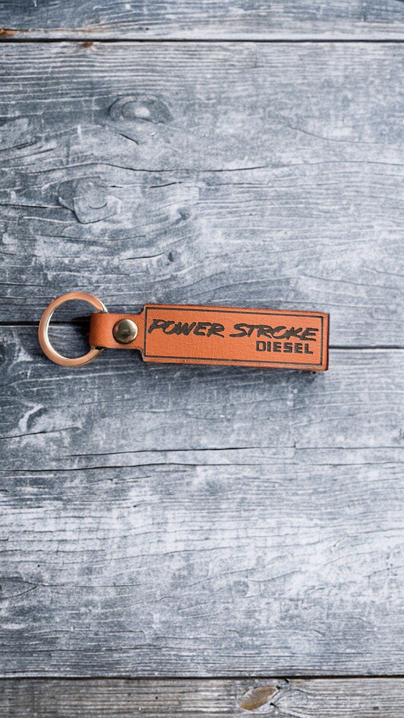 Power Stroke Genuine Leather Keychain for Diesel Trucks