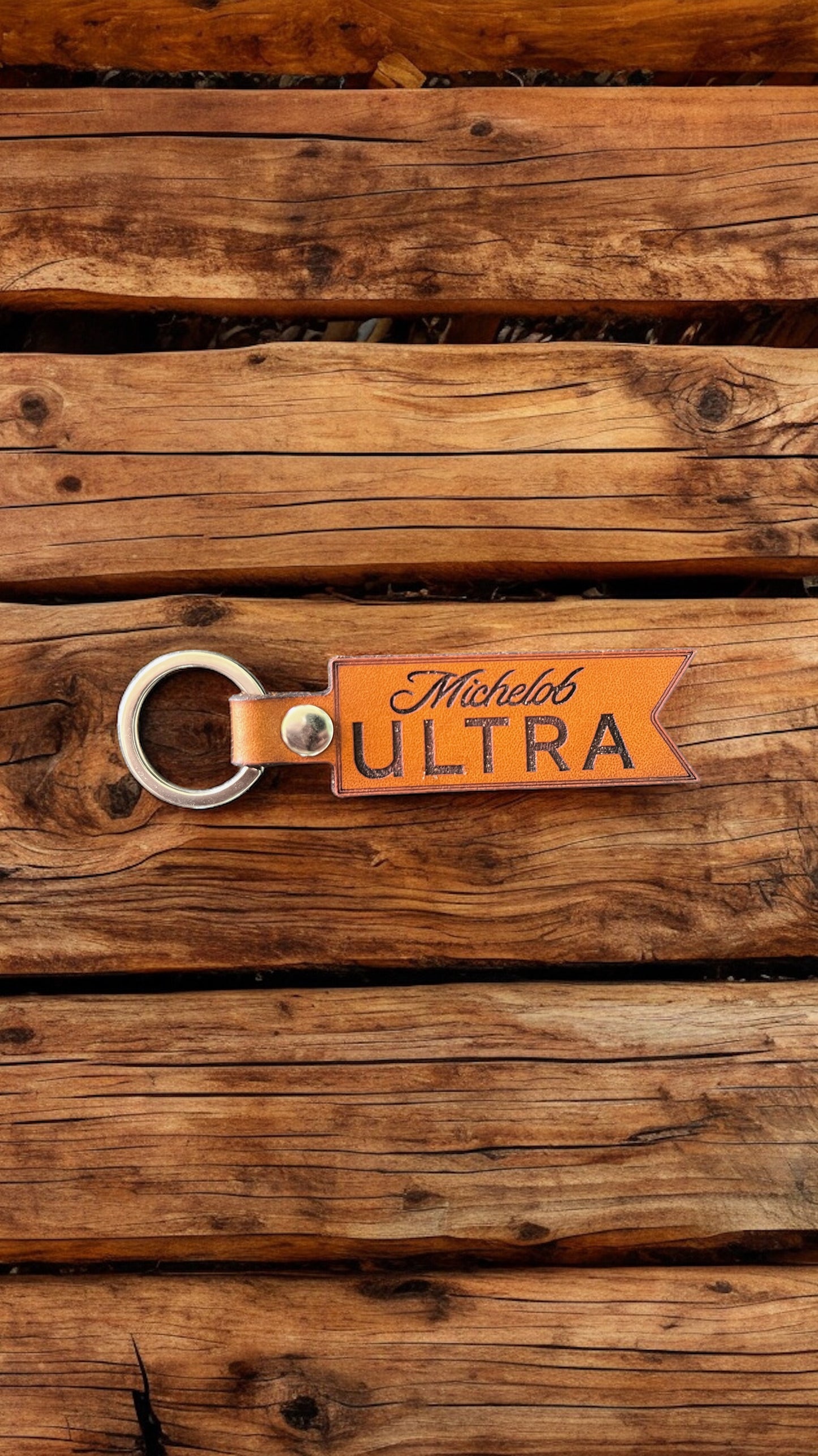 Michelob Ultra Genuine Leather Keychain for Beer Drinkers