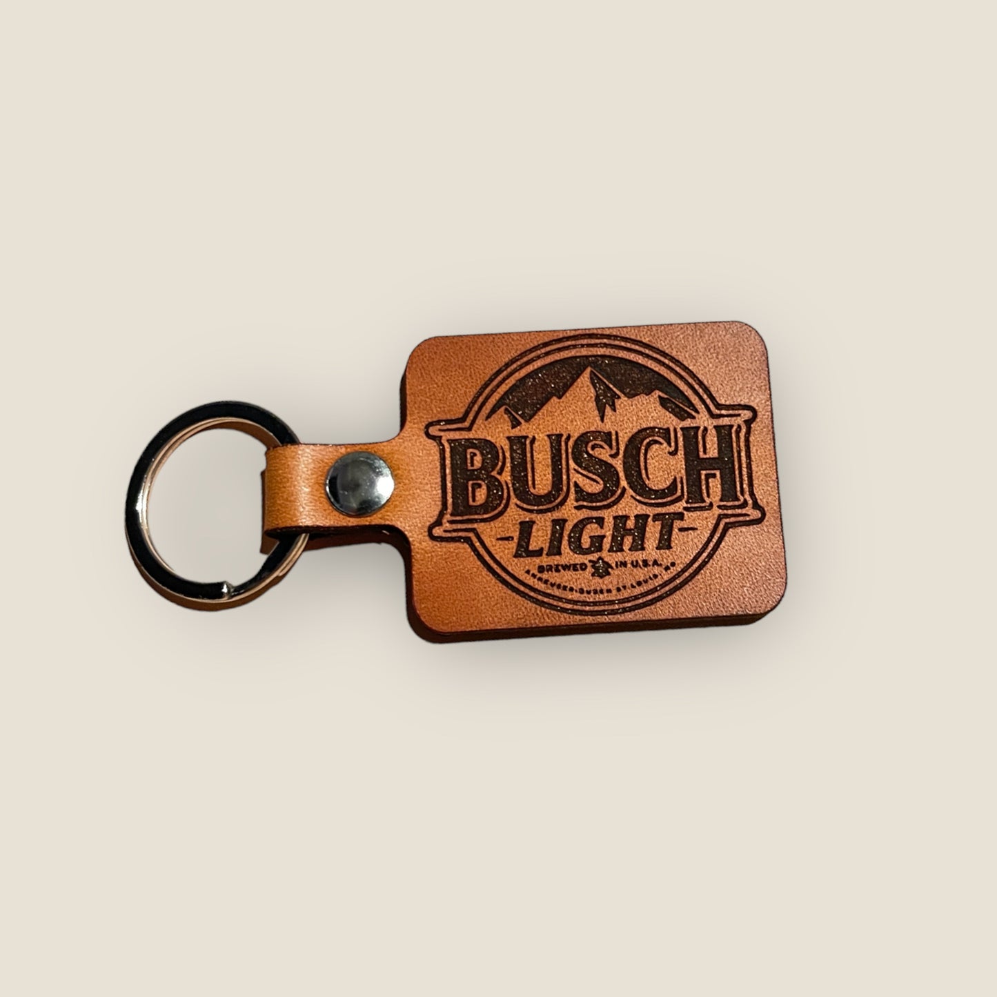 Busch Light Genuine Leather Keychain for Beer Drinkers