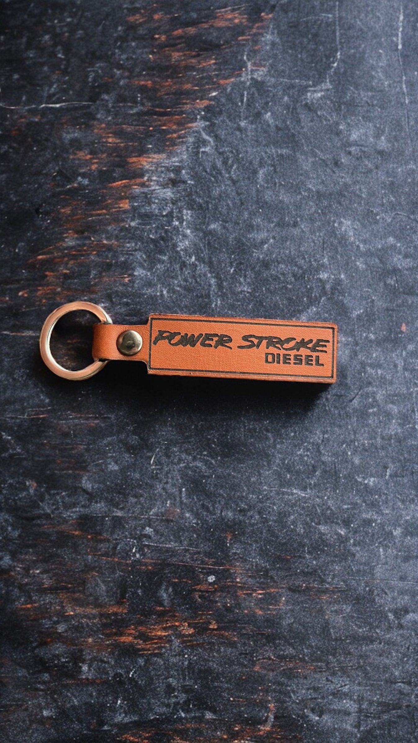 Power Stroke Genuine Leather Keychain for Diesel Trucks