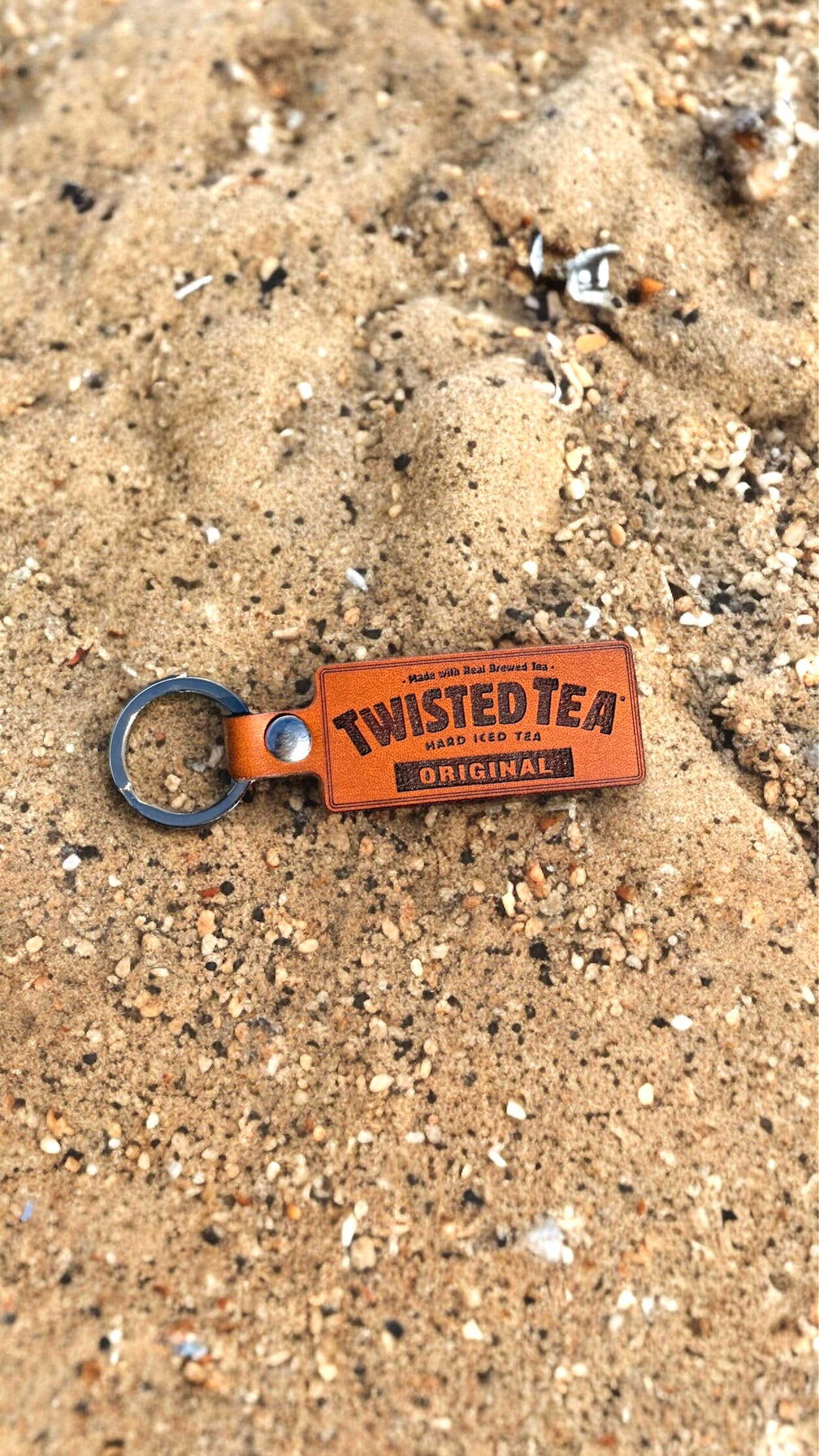 Twisted Tea Genuine Leather Keychain for Beer Drinkers