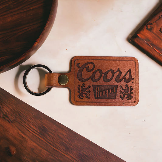 Coors Banquet Leather Keychain