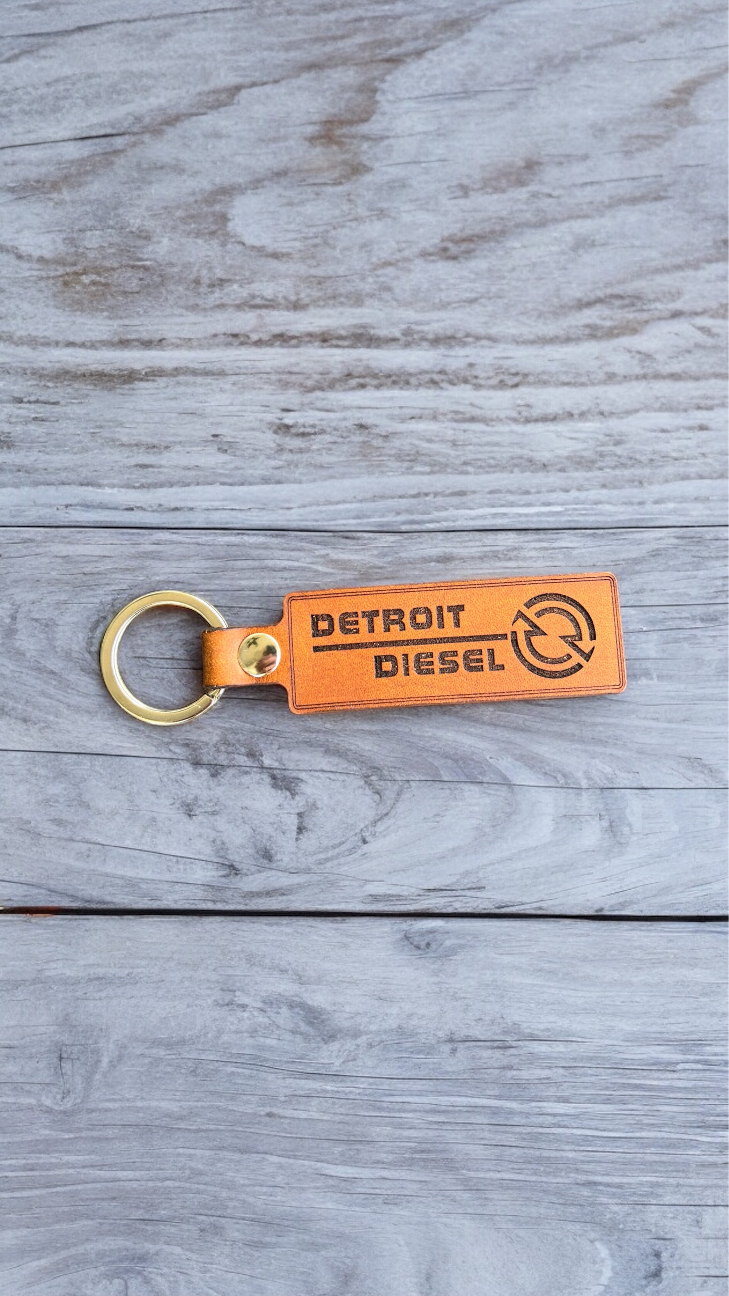 Detroit Diesel Genuine Leather Keychain for Trucks
