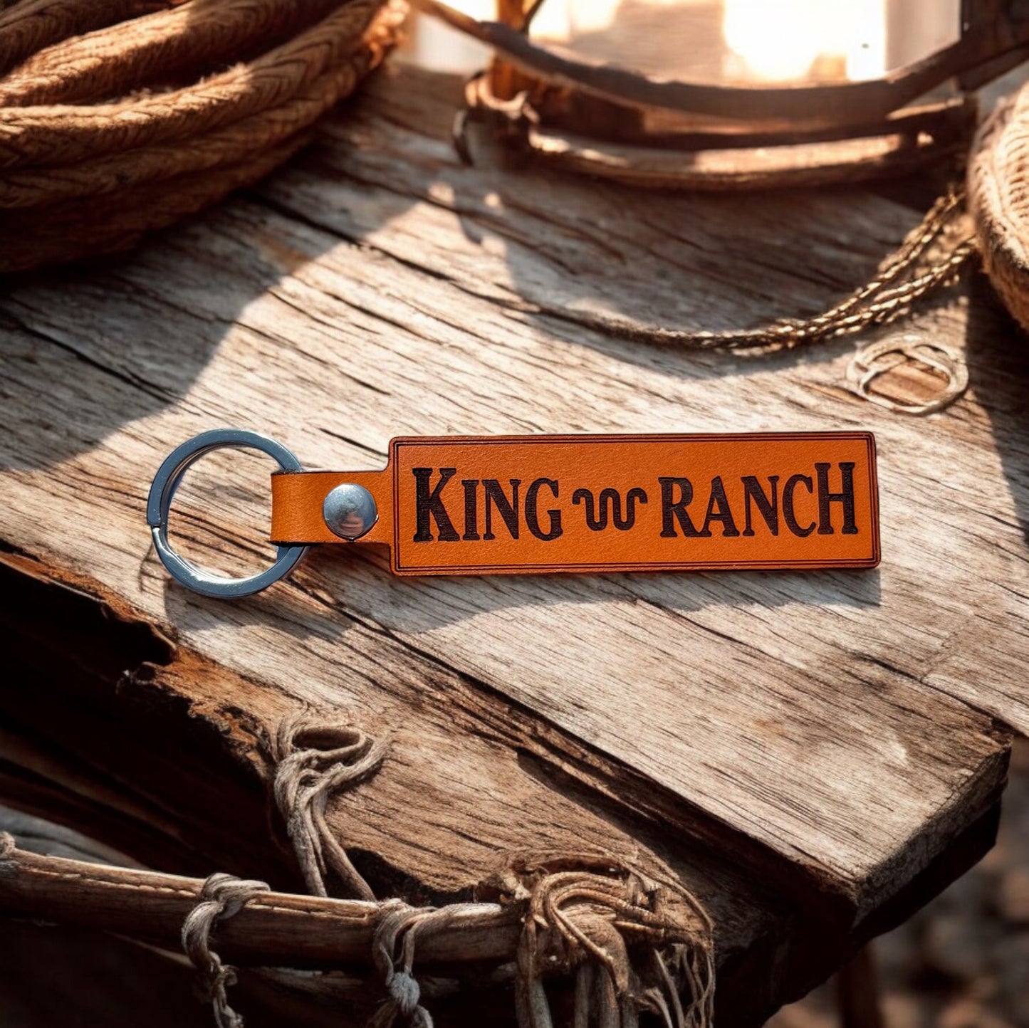 King Ranch Keychain for Trucks, Power Stroke, Genuine Leather