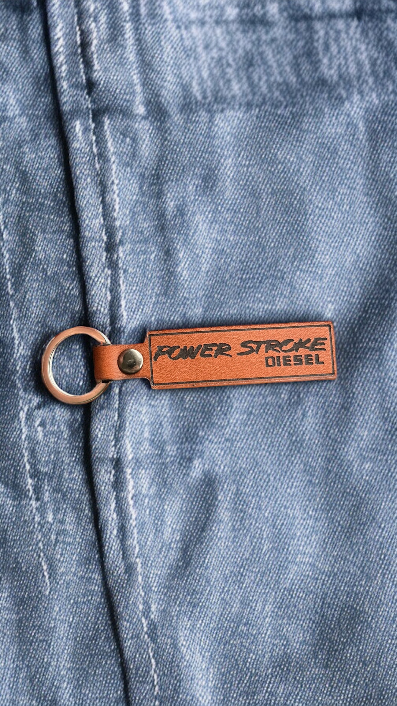 Power Stroke Genuine Leather Keychain for Diesel Trucks