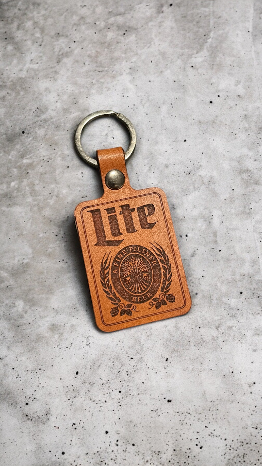 Miller Lite Beer Genuine Leather Keychain