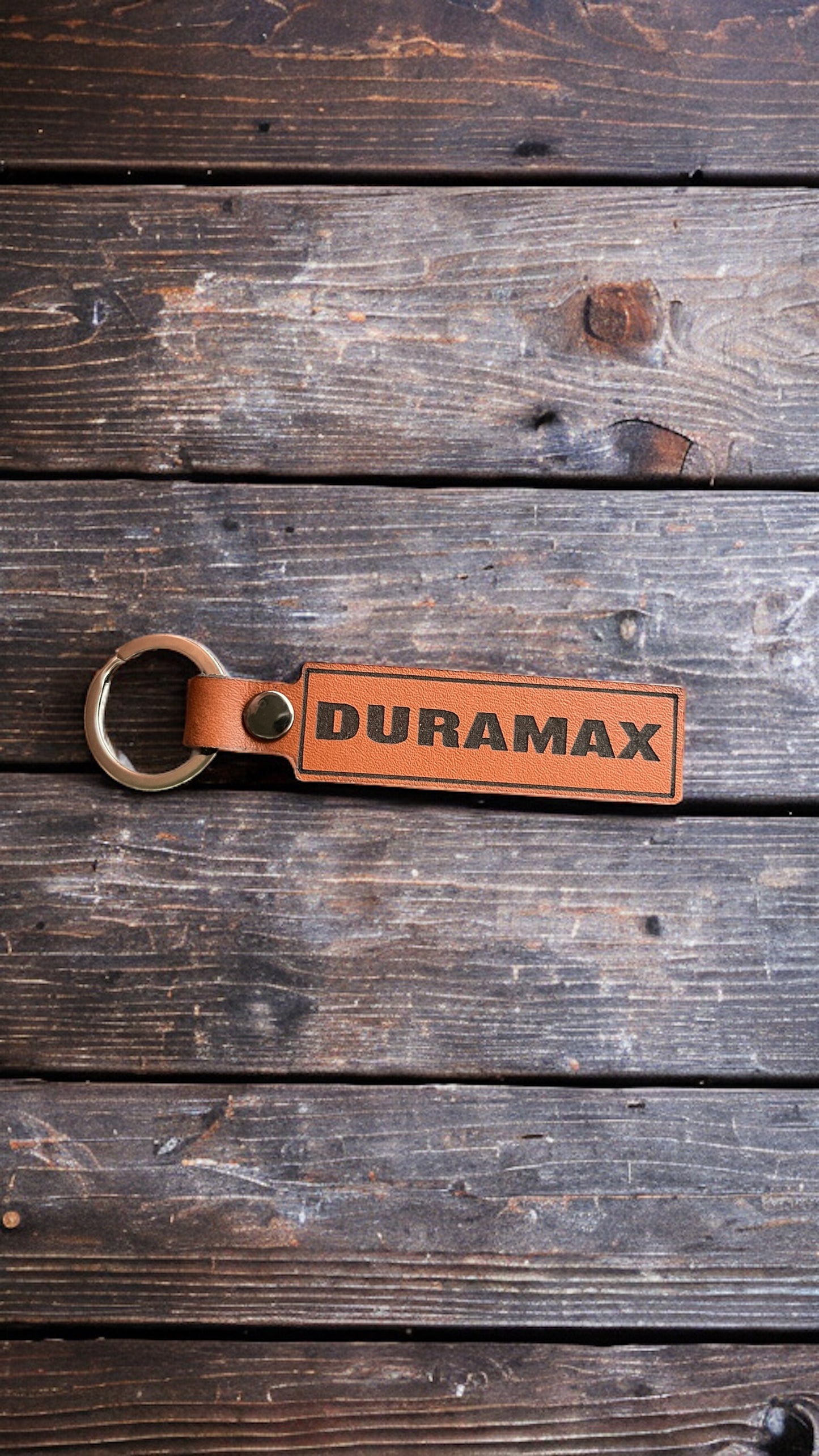 Duramax Chevy Genuine Leather Keychain for Diesel Trucks