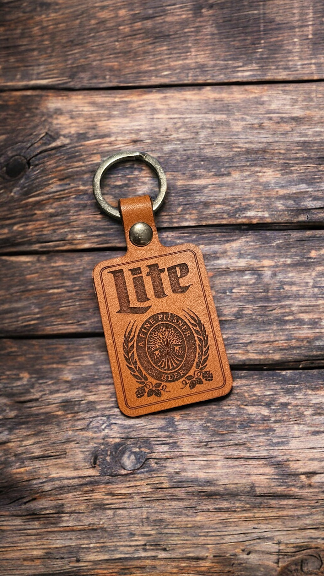 Miller Lite Beer Genuine Leather Keychain