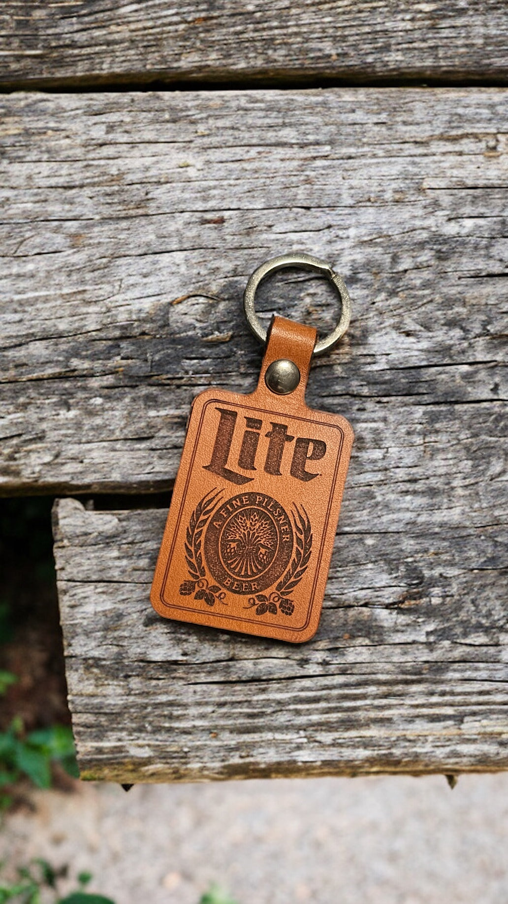 Miller Lite Beer Genuine Leather Keychain